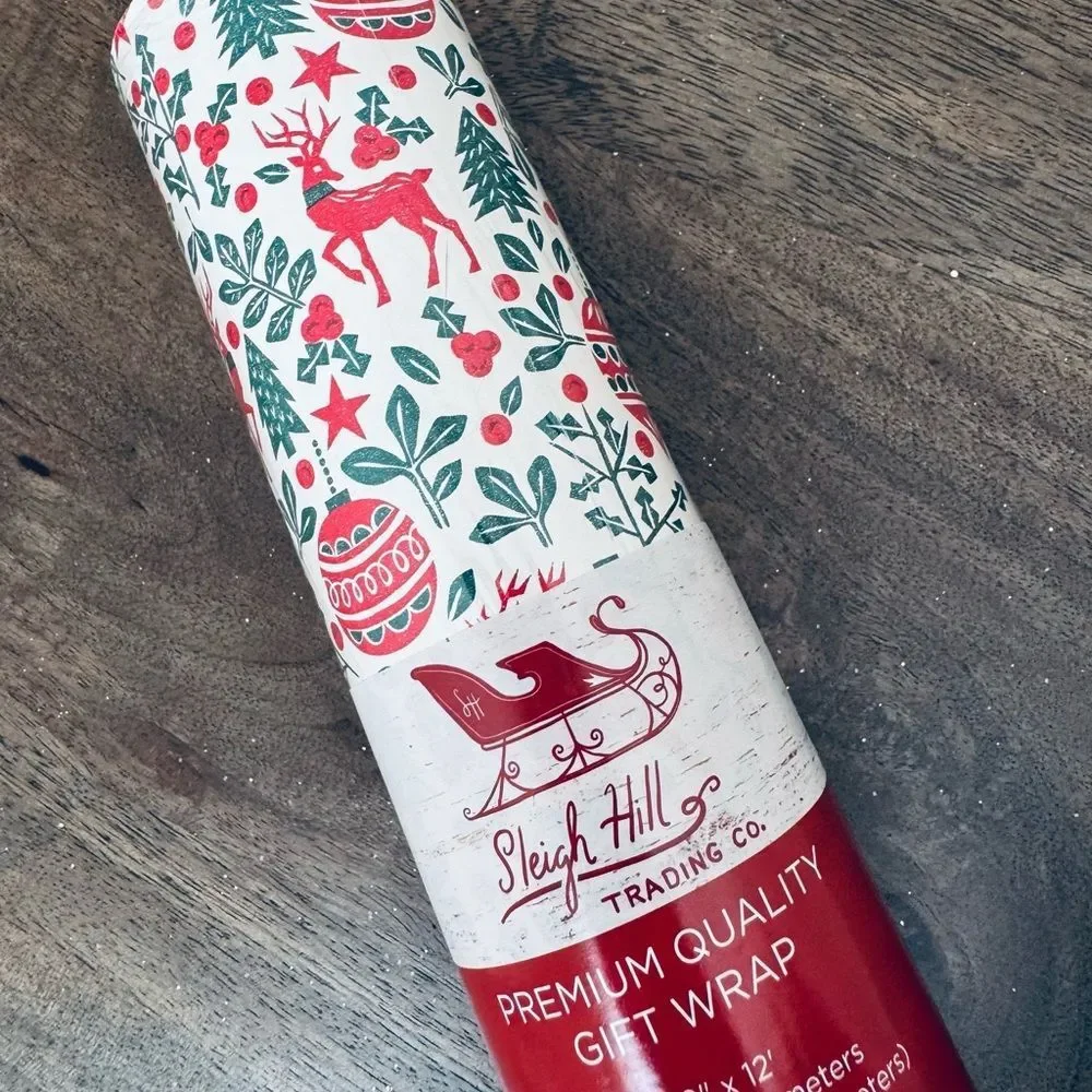 Reindeer Trees Holiday Christmas Gift Wrap Wrapping Paper Roll
